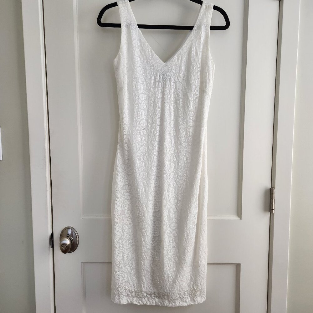 Anthropologie Rabbit Rabbit Rabbit White Lace Dress Petite 4P Bridal Shower Grad